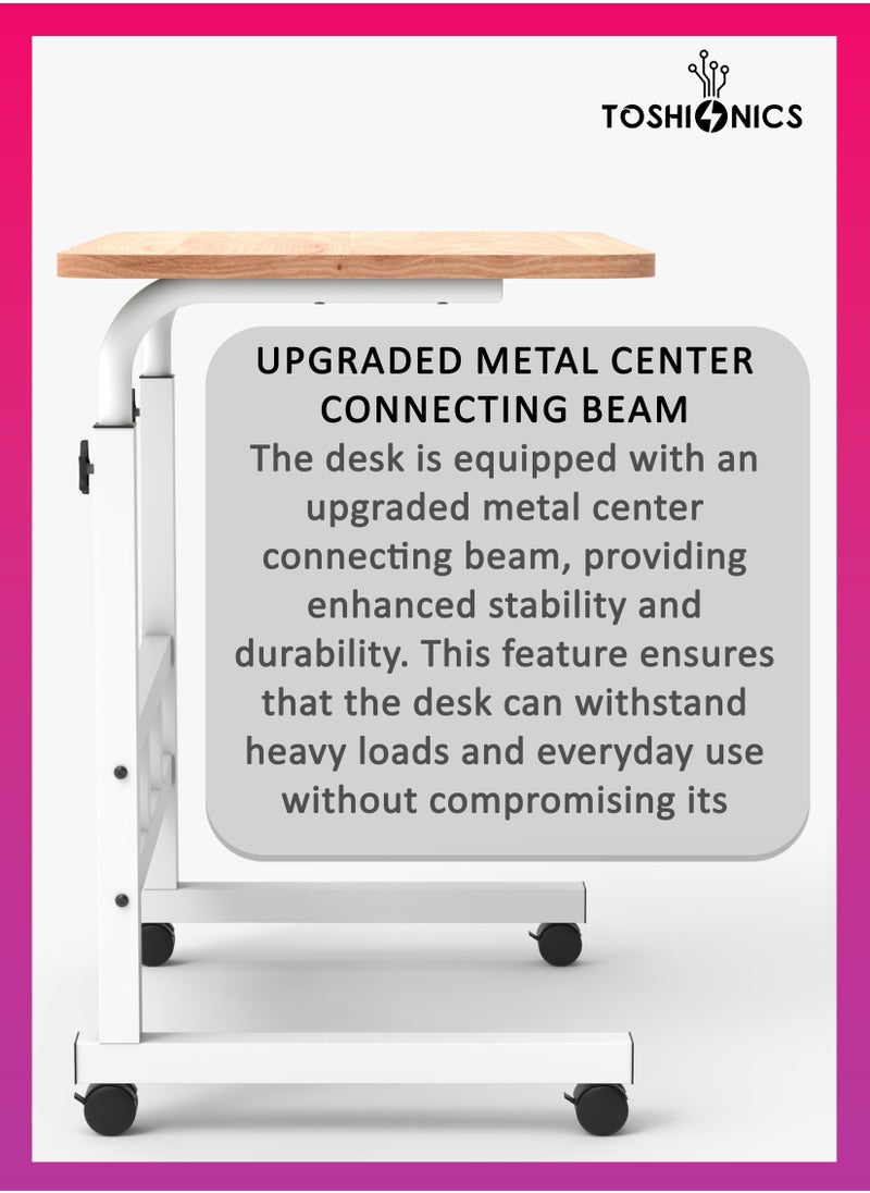 Upgraded Adjustable Laptop Desk – Sturdy Metal Base, Portable & Multi-Purpose Computer Table | Height Adjustable, Movable Overbed, Sofa, Coffee, Study, Workstation & Bedside Table for Home & Office