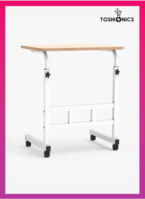 Upgraded Adjustable Laptop Desk – Sturdy Metal Base, Portable & Multi-Purpose Computer Table | Height Adjustable, Movable Overbed, Sofa, Coffee, Study, Workstation & Bedside Table for Home & Office