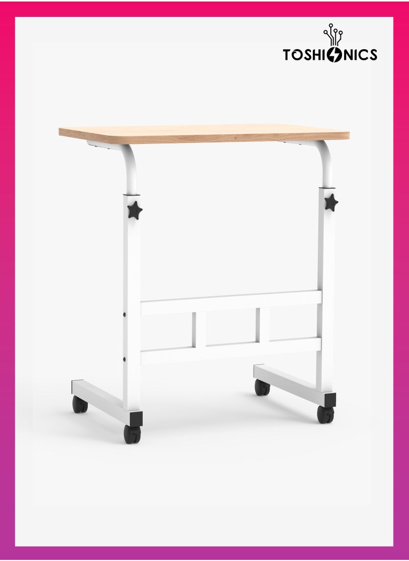 Upgraded Adjustable Laptop Desk – Sturdy Metal Base, Portable & Multi-Purpose Computer Table | Height Adjustable, Movable Overbed, Sofa, Coffee, Study, Workstation & Bedside Table for Home & Office