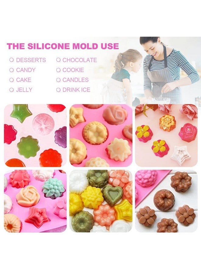 Oligitdi Silicone 12-Cavity Flower Mixed Cupcake Baking Muffin Mould - Pink - Image 3