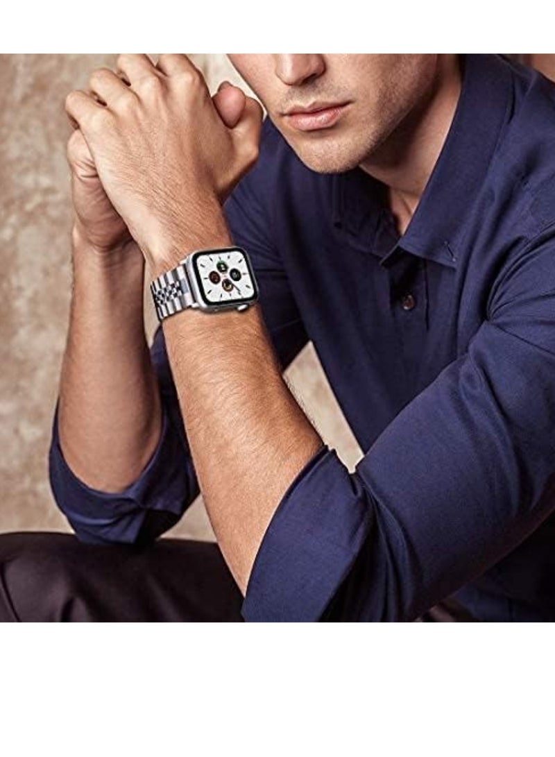 ELTRAZONE Compatible with Apple Watch Band 41mm 40mm 38mm, Stainless Steel Heavy Band with Butterfly Folding Clasp Link Bracelet for iWatch Series8/7/6/ SE Series 5/4/3/Men Women, - Image 5