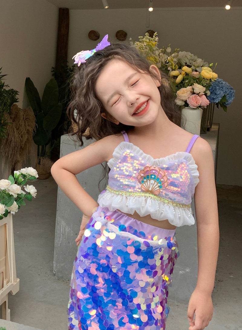 حورية البحر زرّ مكشوف صدرة الترتر ذيل سمكة ثوب دعوى لأنّ بنت - Image 2