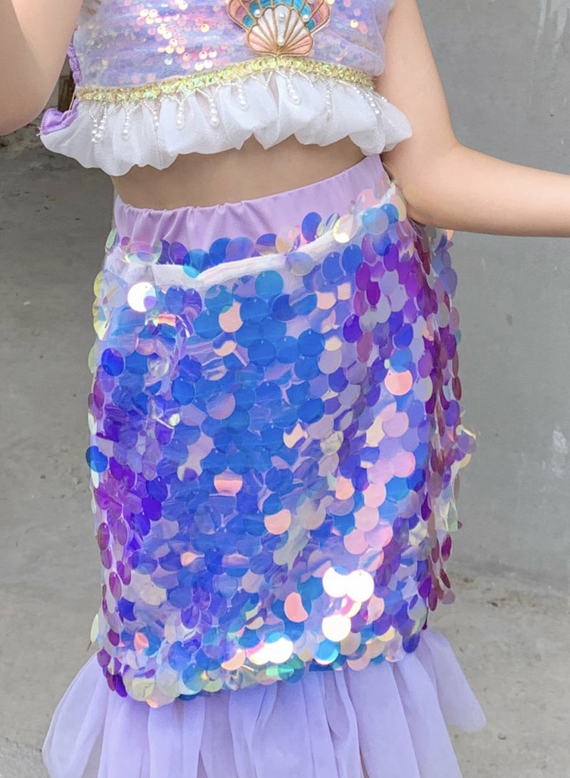 حورية البحر زرّ مكشوف صدرة الترتر ذيل سمكة ثوب دعوى لأنّ بنت - Image 3