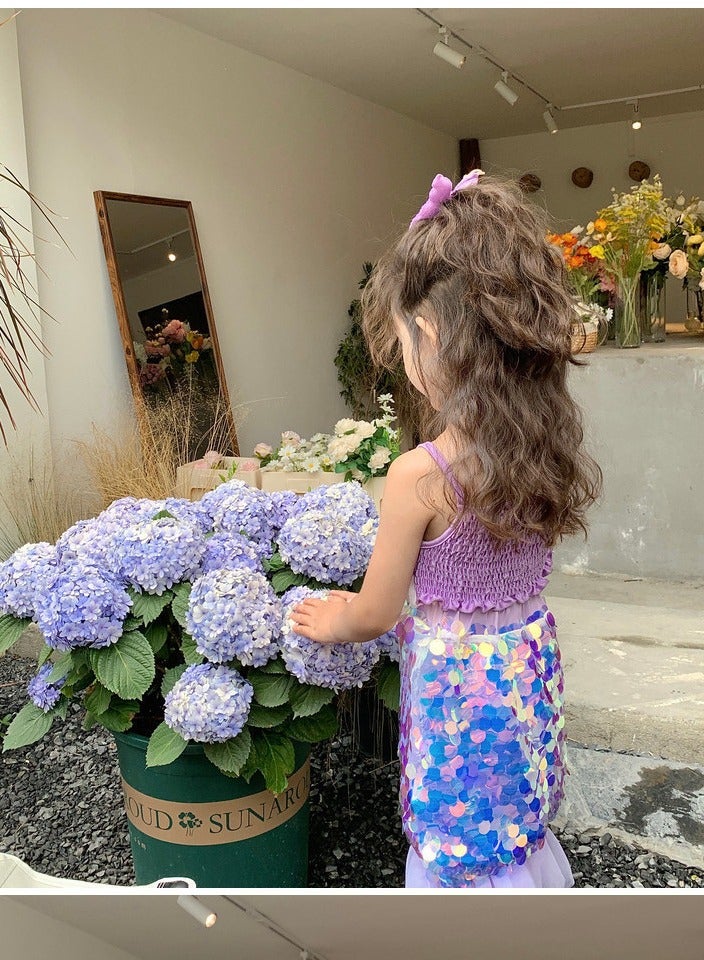 حورية البحر زرّ مكشوف صدرة الترتر ذيل سمكة ثوب دعوى لأنّ بنت - Image 5