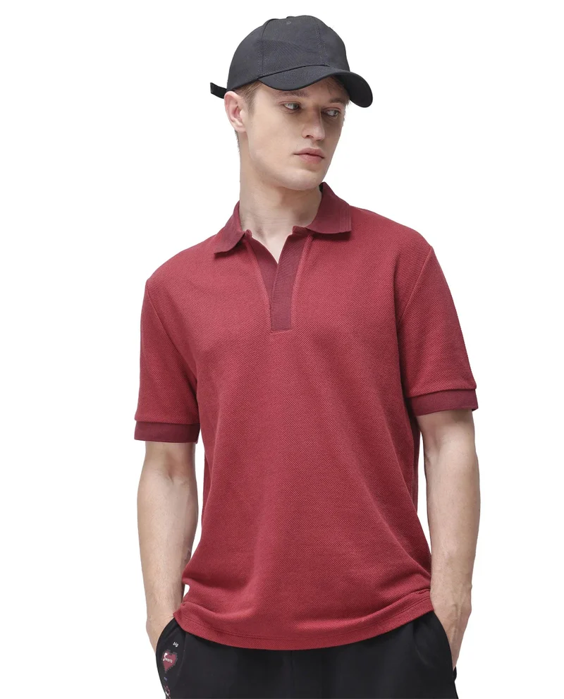 Rare Rabbit Men's Jacquard Johnny Collar Polo