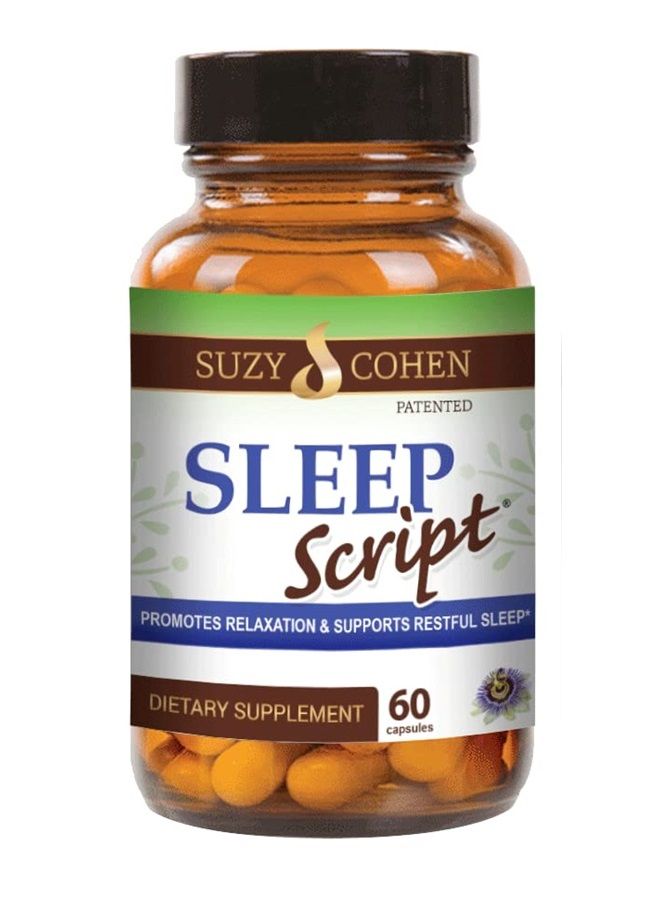 Script Essentials Suzy Cohen Sleep Script with Melatonin - Botanical Sleep and Relaxation Formula for Adults for Mood, Stress and Sleep, Contains 5-HTP, L-theanine, Passionflower, Lemon Balm and GABA 60 Capsules. - Image 1
