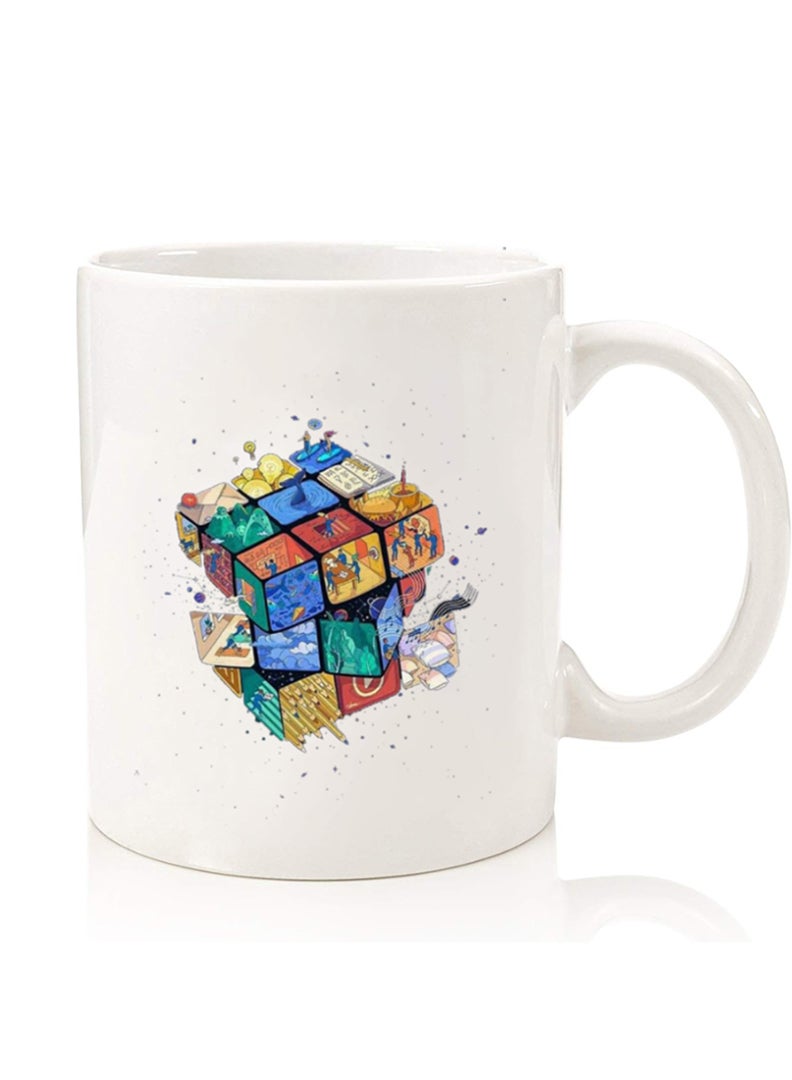 Theodor Premium Quality Two Sided Printed Coffee Mug Tea Cup For Home Office, Kids Men Women Cube - Image 1