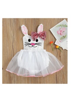 Daddy's Angel Easter Bunny Dress Up Costume For Baby Girls Sequin Rabbit Ear Outfit  - Image 3