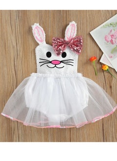 Daddy's Angel Easter Bunny Dress Up Costume For Baby Girls Sequin Rabbit Ear Outfit  - Image 2
