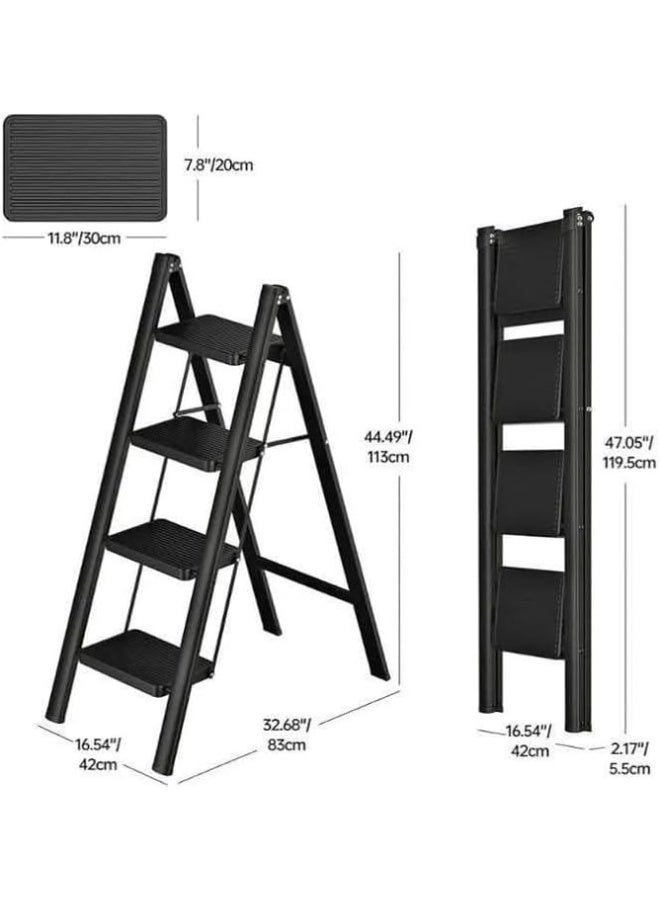 سلم معدن ميتال عملي وآمن للاستخدام المنزلي تصميم متين، سهل التخزين ومضاد للانزلاق Lo (3 دور) - Image 3