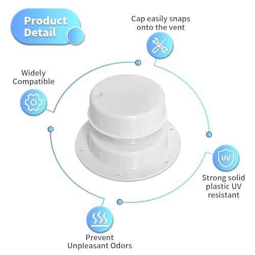 luxlead RV Plumbing Vent Caps - Camper Vent Cap Replacement Kit for 1 to 2 3/8 Inch Pipe - White (2 Pack) - Image 2