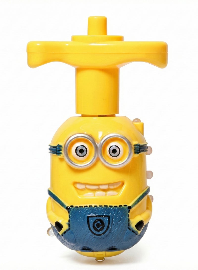 Spinning Top Toy with Flashing LED Lights & Music – Gyroscope Launcher Spinner Minion for Kids | Light Up Sensory Fidget Toy | Novelty Party Favors & Birthday Gift for Boys & Girls 3+ | Cute Cartoon Character Spinner - Image 2