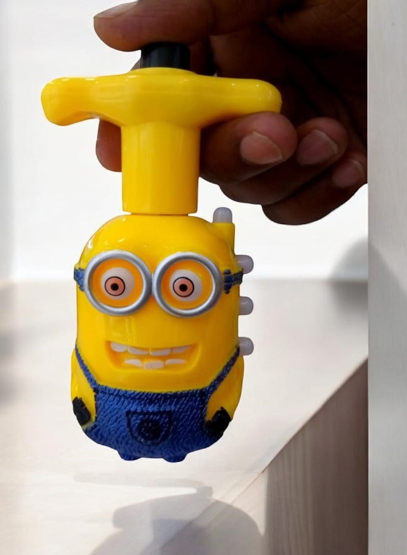 Spinning Top Toy with Flashing LED Lights & Music – Gyroscope Launcher Spinner Minion for Kids | Light Up Sensory Fidget Toy | Novelty Party Favors & Birthday Gift for Boys & Girls 3+ | Cute Cartoon Character Spinner - Image 5