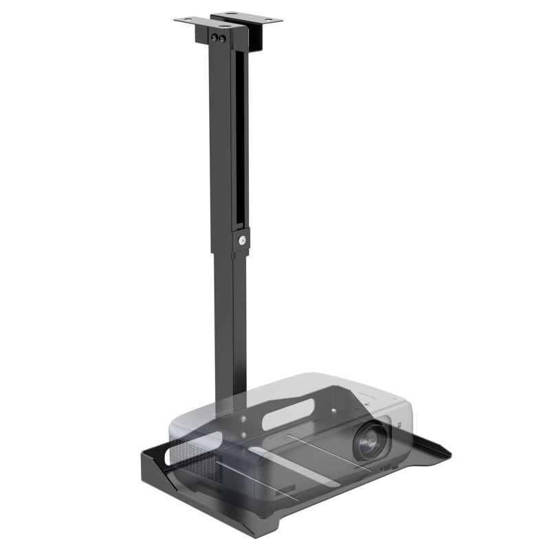 WALI Projector Ceiling Mount Tray, Height Adjustable Wall Mount Holder for Projectors, Hidden Cable Management, Fits Projectors up to 22lbs, 13.7" x 8.6" Platform, Black (PM-005-B) - Image 1