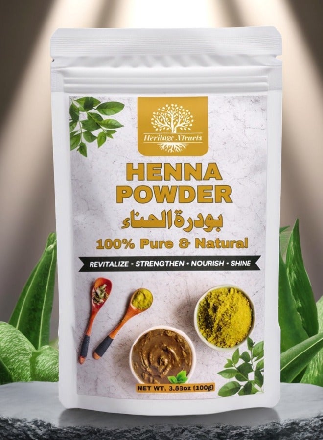 Heritage Xtracts Pure Henna Powder 100gm | Natural Hair Dye & Conditioner | Strengthens Hair & Nourishes Scalp 