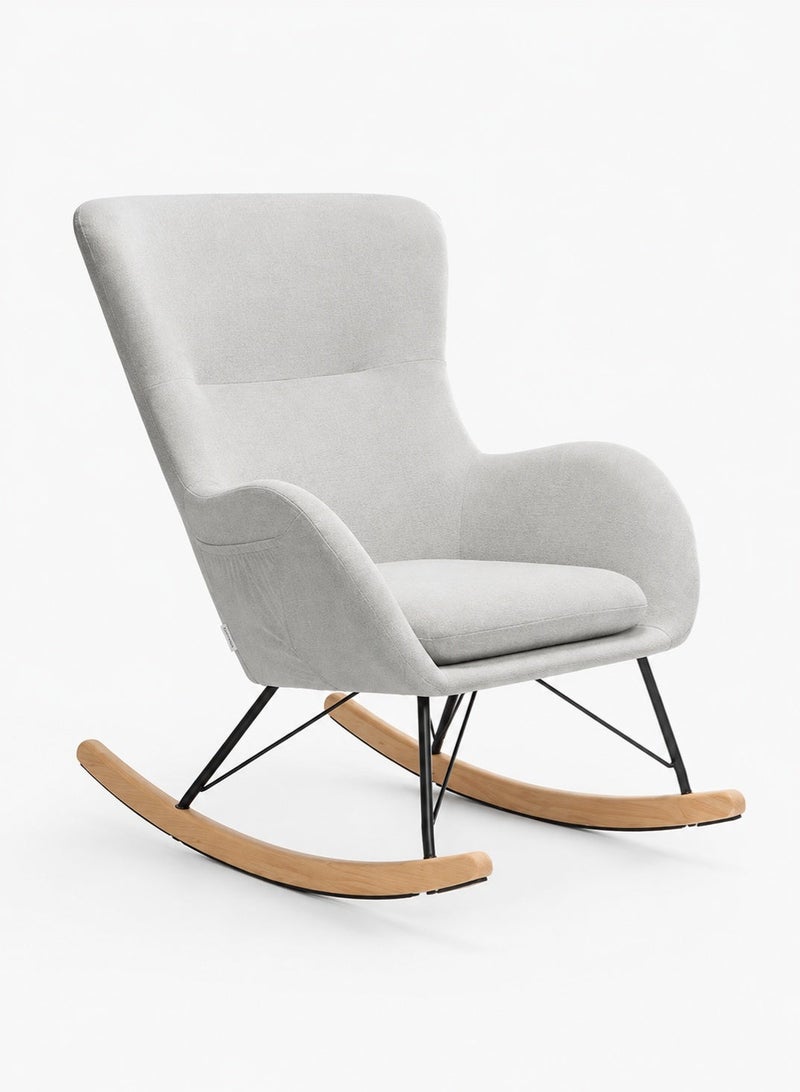 Rich Life Modern Rocking Chair – Soft Upholstered Accent Chair Seat with High Backrest, Sturdy Metal Legs & Wooden Rocker Base – Comfortable Lounge Chair for Living Room, Bedroom & Office Armchair with Armrests & Ergonomic Backrest for Dining Room, Living Room, Bedroom, Office Seat -Lounge Accent Chair,Patio Chairs Lounge - Image 3