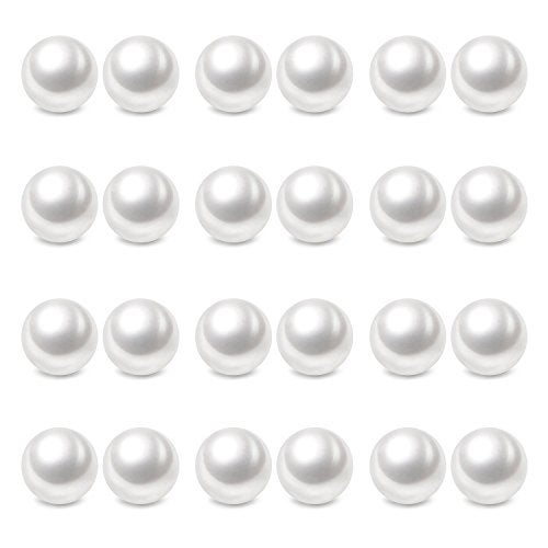 Charisma 8mm Composite Pearl Earrings Round Ball Pearls Stud Earrings Hypoallergenic 12 Pairs Imitation Pearl Earrings Set for Women - Image 1