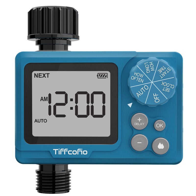 TiFFCOFiO Sprinkler Timer Outdoor, Digital Pogrammable for Garden Hose, Irrigrtion Timer with Rain Delay and Manual Mode (1 Pack) - Image 1