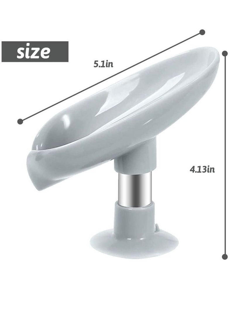 QiaoKai Leaf Shaped Stylish Soap Box/Holder Soap Holder with Suction Cup For for Bathroom, Kitchen Sink(Pack of 2,, Grey and Green)  - Image 5