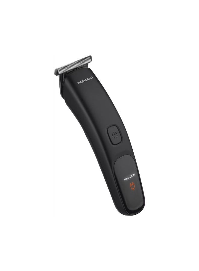 porodo T-Blade Compact Trimmer with Stainless Steel Blade, 600mAh Battery, 1 Hour Working Time, Type-C Charging, 2 Hours Charging Time - Black - Image 1