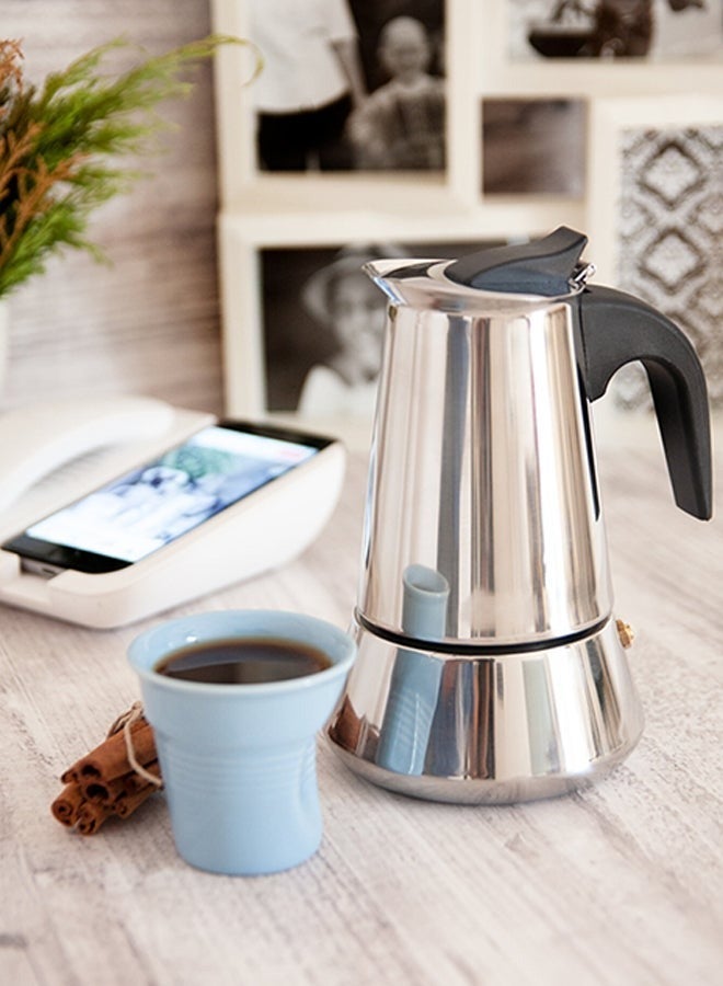 STOVETOP ESPRESSO MAKER, MOKA POT, ITALIAN COFFEE MAKER, COFFEE PERCOLATOR, STAINLESS STEEL MOCA POTS, 4 CUPS COFFEE MAKER 6.76 OZ/200 ML