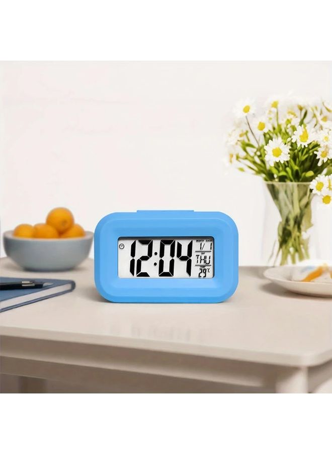 Blue Digital Desk Clock With Temperature Display And Kitchen Timer Battery Powered - Image 4