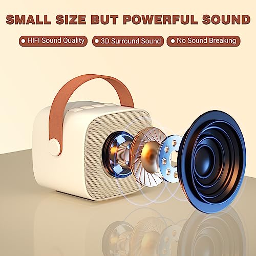 IROO Karaoke Machine for Kids, Portable Bluetooth Speaker with Wireless Microphone, Music Player Toys for Gifts for Boys Girls 4, 5, 6, 7, 8, 9, 10 +Year Old Birthday Christmas Party Home (Beige) - Image 2