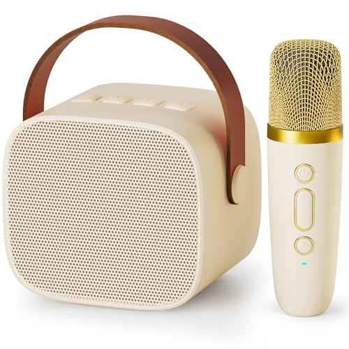 IROO Karaoke Machine for Kids, Portable Bluetooth Speaker with Wireless Microphone, Music Player Toys for Gifts for Boys Girls 4, 5, 6, 7, 8, 9, 10 +Year Old Birthday Christmas Party Home (Beige) - Image 1
