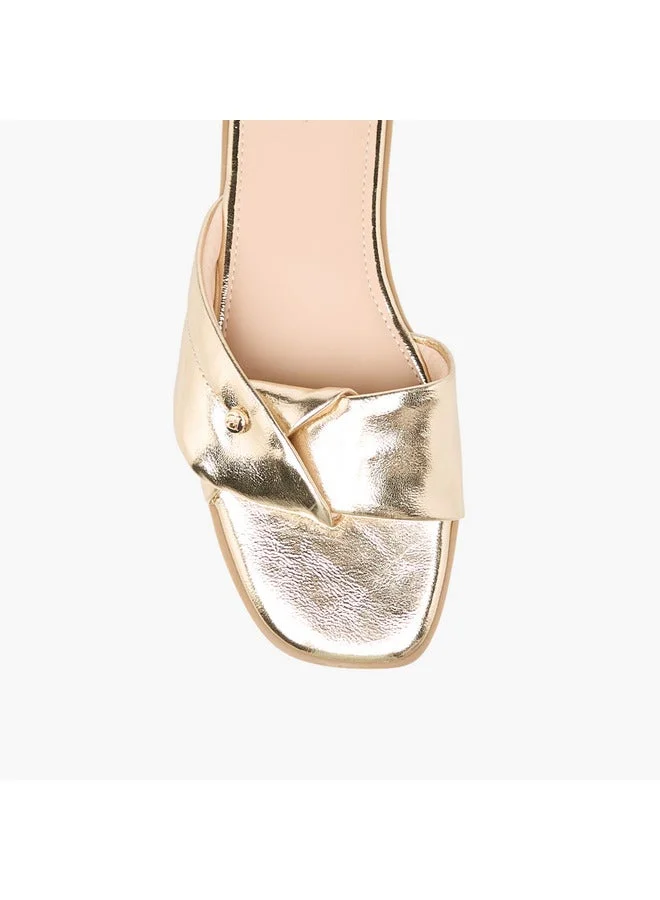 Flora Bella By Shoexpress GOLD Women Solid Knot Detail Slip-On Flat Sandals for Women | Best Price UAE