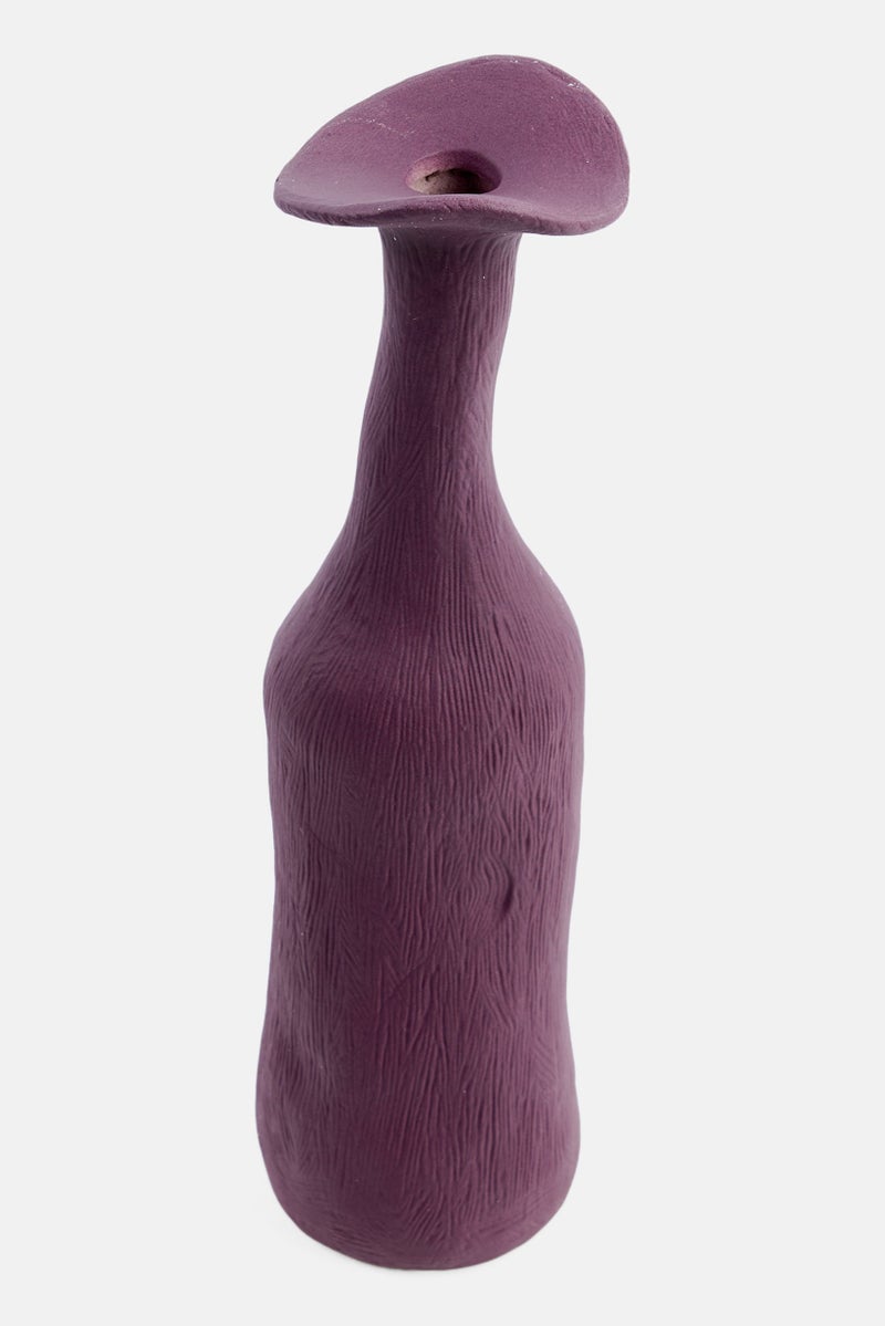 Muy Mucho Petal Shaped Mouth Decorative Ceramic Flower Vase, Dark Mauve  - Image 2