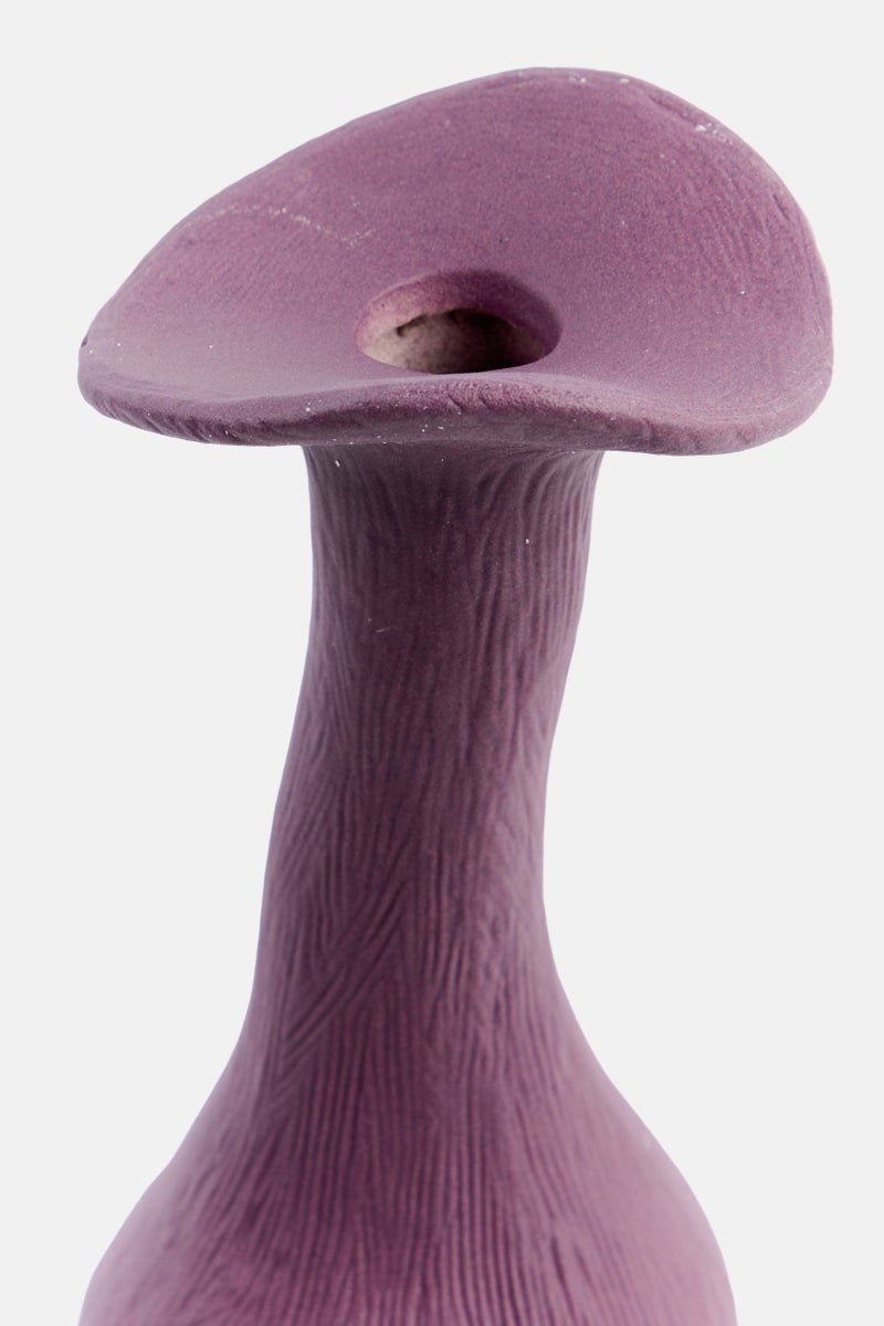 Muy Mucho Petal Shaped Mouth Decorative Ceramic Flower Vase, Dark Mauve - Image 3