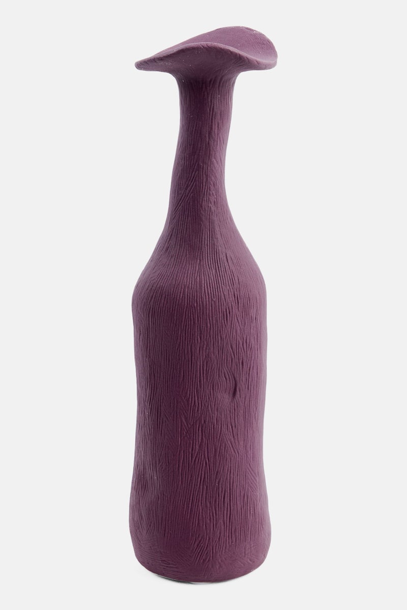Muy Mucho Petal Shaped Mouth Decorative Ceramic Flower Vase, Dark Mauve  - Image 1