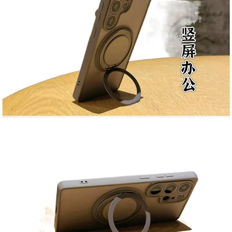غطاء MagSafe بTPU + PC لـ Samsung Galaxy S24 باللون أزرق مغناطيسي بوظيفة حامل من مادة TPU مع مغناطيس قوي وملمس ناعم مع مطفي مع حامل دوار للطاولة للمكتب المنزلي للاستخدام المتكرر - Image 5