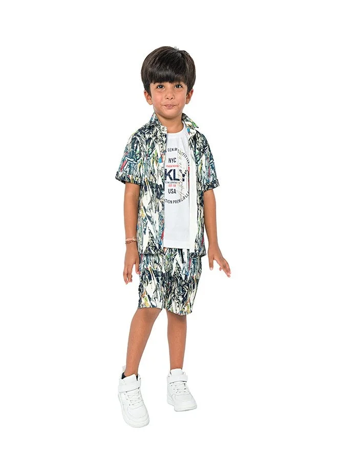 بيبي كلو Nature explorer three-piece set for boys - tropical shirt, t-shirt, shorts