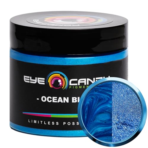 Eye Candy Pigments Premium Blue Mica Powder - Ocean Blue (50gr) - for Epoxy, Resin, Soap, Paint, Woodworking, Acrylic Pouring, Bath Bombs, Fishing Lures - DIY Arts and Crafts Additive - Image 1