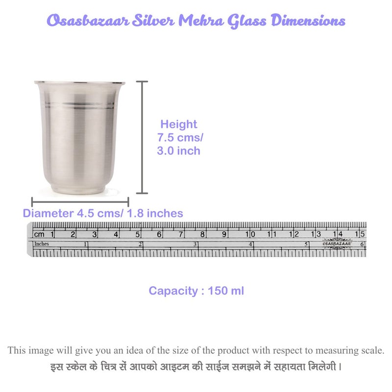 Osasbazaar Pure Silver Glass Tumbler Mehra Design 9799 Pure BIS Hallmarked Pack of 1 - Image 4