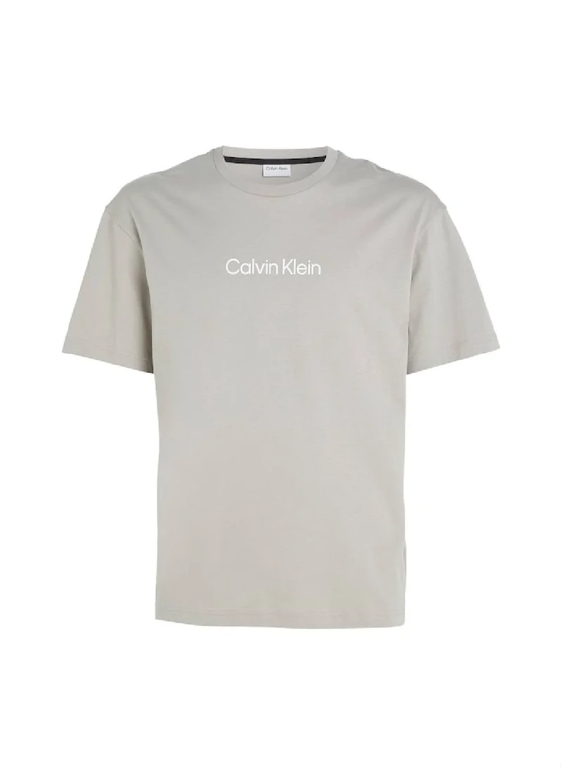 كالفن كلاين Men's Logo T-Shirt - Cotton, Grey