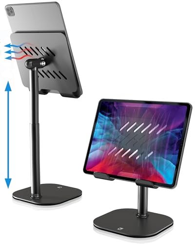COOPER TabHolder 710 Height Adjustable Tablet Stand Premium iPad Stand for Desk 270 Tilt iPad Holder for Desk Tablet Holder 15617 Portable Monitor Support Black - Image 1