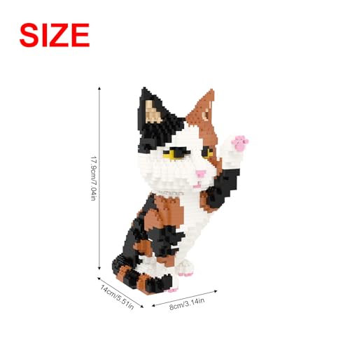 Larcele Cat Micro Building Blocks Animal Set, DIY Mini 3D Building Toy Bricks Kit,1137 Pieces KLJM-05 (Red Tabby) - Image 2