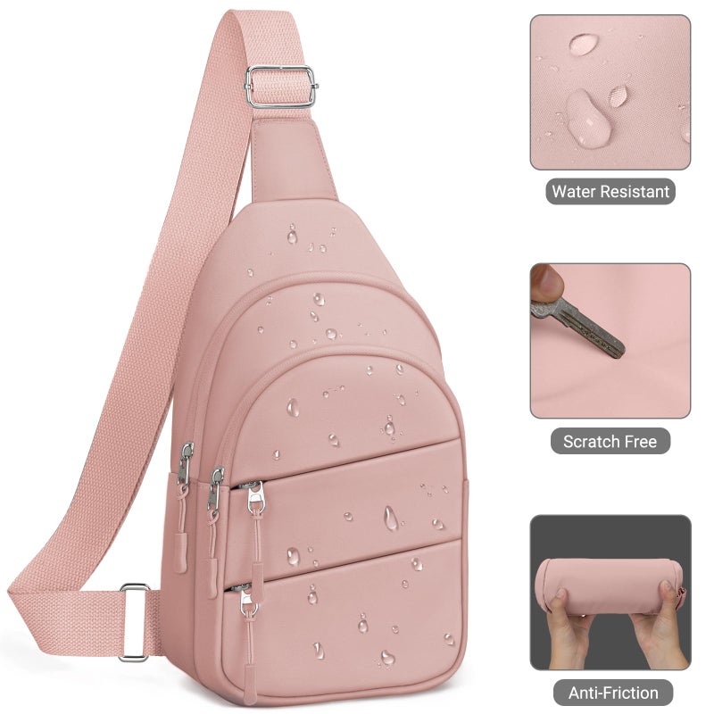 Tuwubi Crossbody Bags for Women, Sling Bag for Men, Small Hiking Backpack Anti Theft Lightweight for Outdoors Travel (M, Pink) - Image 5