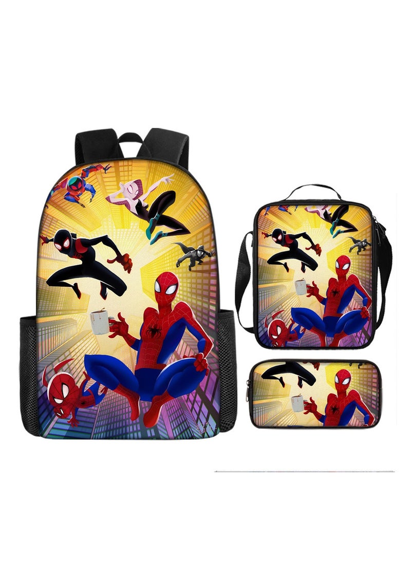 Backpacker حقيبة ظهر مدرسية للأطفال بطباعة رقمية من الرسوم المتحركة Spider-Man مقاس 29*16*42 سم + حقيبة كتف مقاس 19*6*23 سم + حافظة أقلام مقاس 24*7*11 سم مجموعة من ثلاث قطع - Image 1