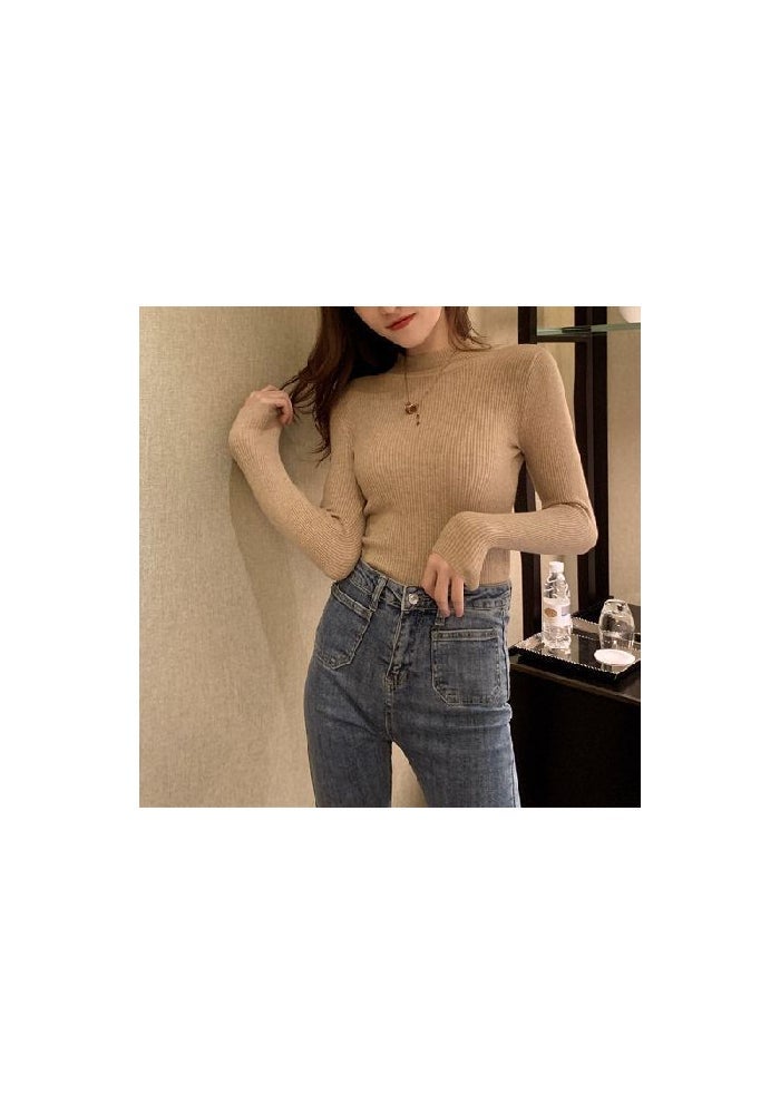 Half-high Collar Base Shirt Women's Autumn and Winter Inner Sweater 2023 New Slim-fit Slimming All-match Sweater Ins Top