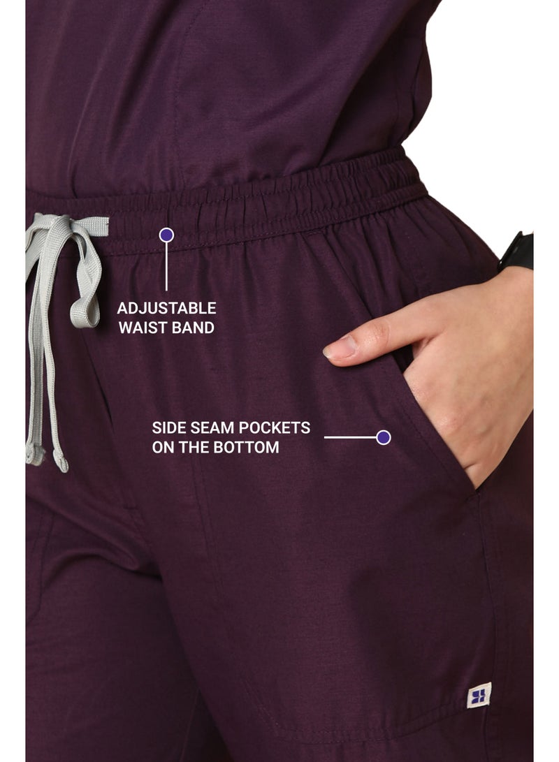 KNYA بدلة طبية نسائية كلاسيكية من KNYA بخمسة جيوب وياقة صينية | قصة عادية | أكمام قصيرة | للأطباء | (مقاس L، لون خمري) - Image 4