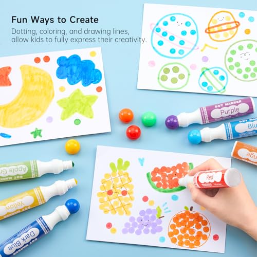 Shuttle Art Dot Markers, 14 Colors Bingo Daubers with 20 Unique Patterns of Dot Book for Toddler Art Activities, Non-Toxic Washable Coloring Markers for Preschool Kids Learning - Image 5