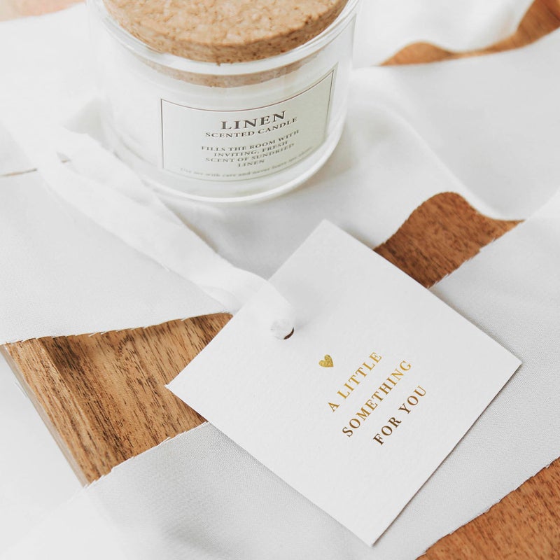 ThreeKin Collective 50 Gold Foil Thank You Gift Tags by ThreeKin, 2.5" x 2.5" Elegant Pre-Punched Hole Hanging Tags for Gifts & Favors - Perfect for Weddings, Baby Showers, Parties, Holidays, Anniversaries, Celebrations - Image 4