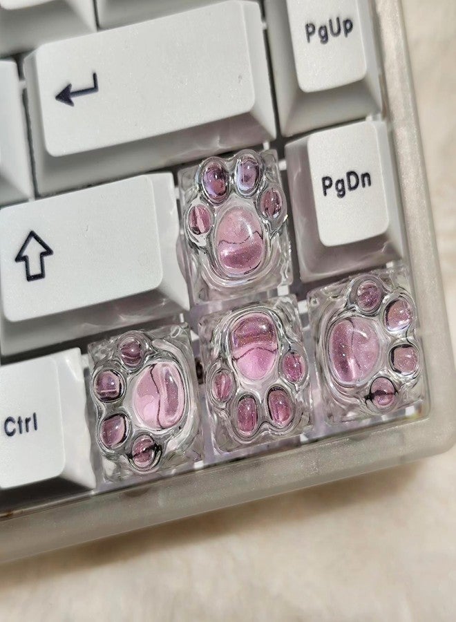 Elacgap Cat Claw Keycap Cute Drip Glue Backlight Keycaps DIY ESC Arrow Key Keycap Replacement for Cherry MX Gaming Mechanical Keyboard (4Keys Pink Transparent) - Image 1