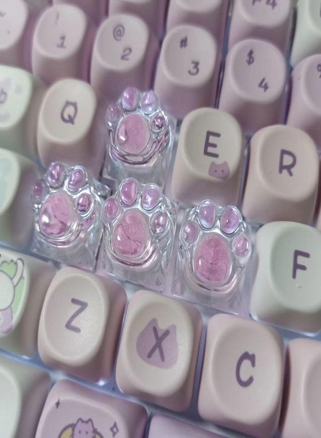Elacgap Cat Claw Keycap Cute Drip Glue Backlight Keycaps DIY ESC Arrow Key Keycap Replacement for Cherry MX Gaming Mechanical Keyboard (4Keys Pink Transparent) - Image 4