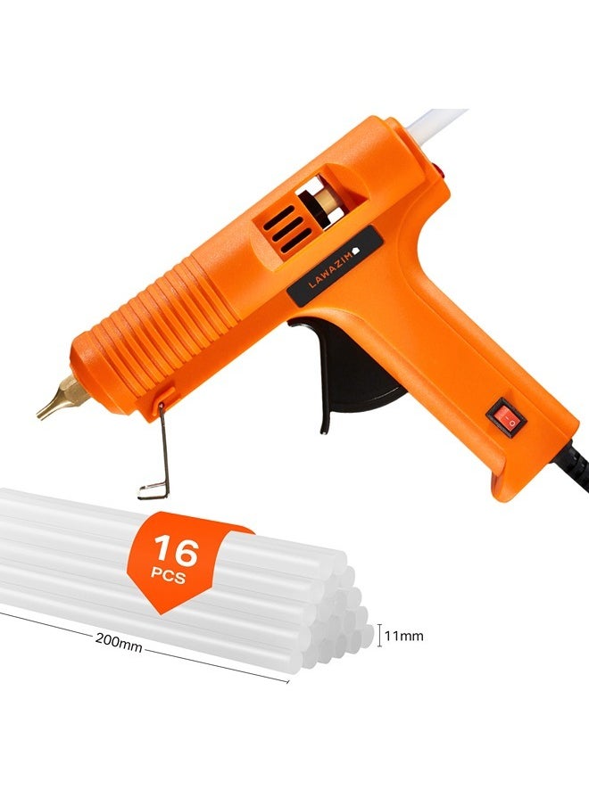 LAWAZIM - Heavy Duty Professional Glue Gun with LED on/off Switch - 60W - Orange - Hot Glue Gun Melting Adhesive Glue Gun for Arts and Crafts Projects Repairs Scrapbooking Home improvement Fast Heating - Image 1