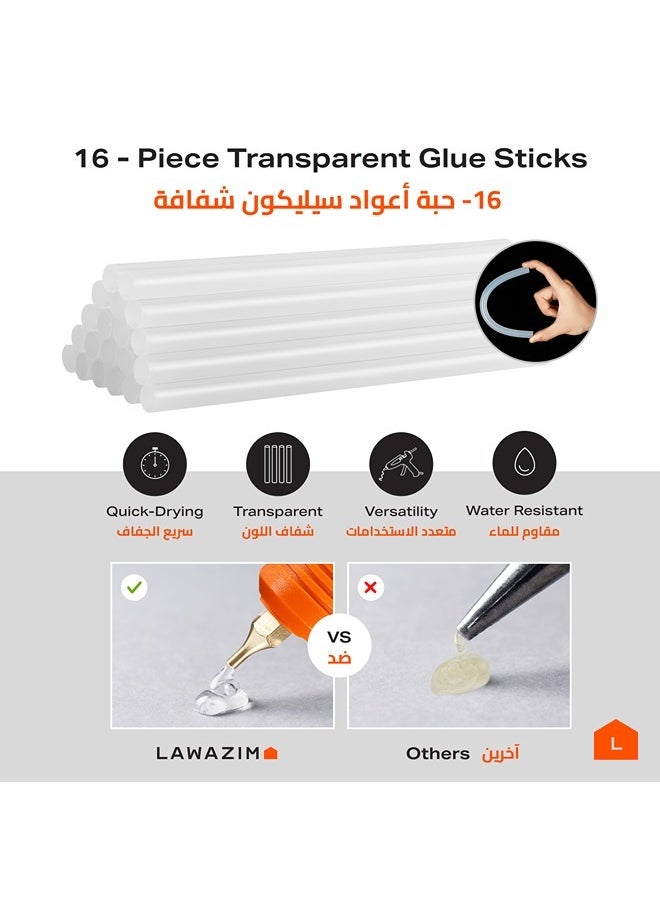 LAWAZIM - Heavy Duty Professional Glue Gun with LED on/off Switch - 60W - Orange - Hot Glue Gun Melting Adhesive Glue Gun for Arts and Crafts Projects Repairs Scrapbooking Home improvement Fast Heating - Image 1