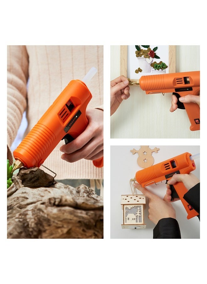 LAWAZIM - Heavy Duty Professional Glue Gun with LED on/off Switch - 60W - Orange - Hot Glue Gun Melting Adhesive Glue Gun for Arts and Crafts Projects Repairs Scrapbooking Home improvement Fast Heating - Image 1